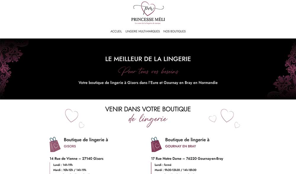 Création de site internet pour une boutique de lingerie en ligne