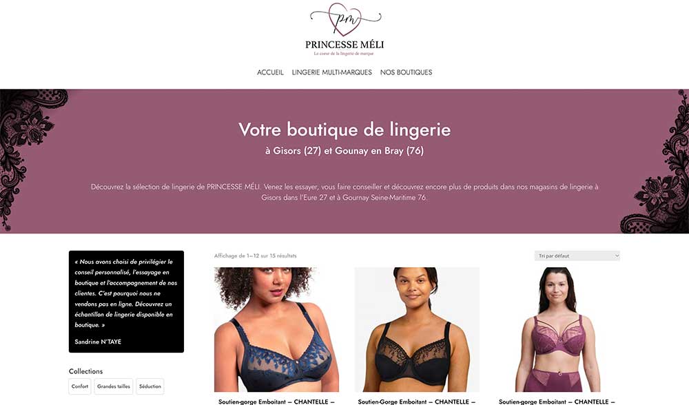 Création de site internet pour une boutique de lingerie