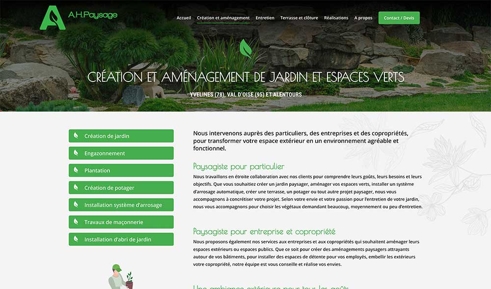 Création de site internet pour un paysagiste dans les yvelines