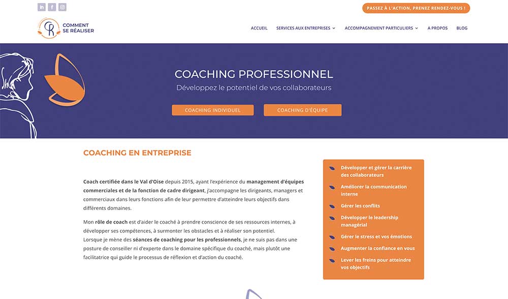 Création de site internet pour une coach en formation