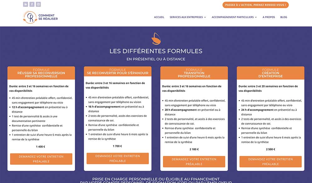 Création de site internet pour une coach en formation