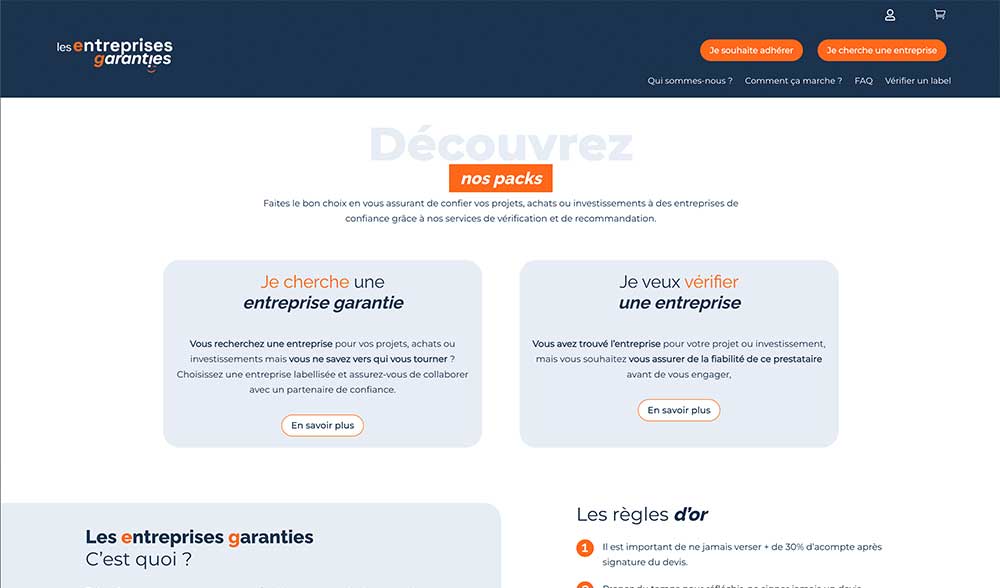 Création d'un site internet dédié aux entreprises contrôlées