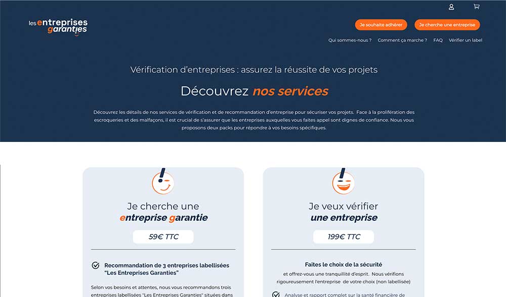 Création d'un site internet dédié aux entreprises contrôlées