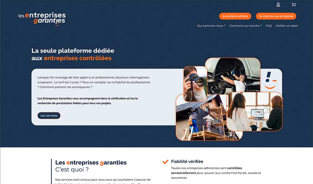 Création d'un site internet dédié aux entreprises contrôlées