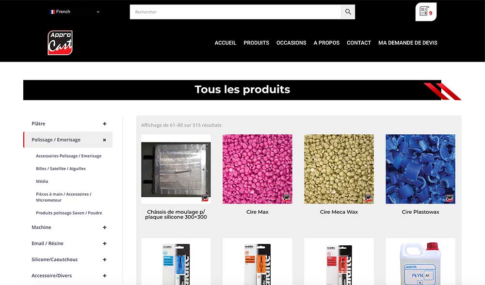 Création d'un catalogue en ligne avec demande de devis - capture 2