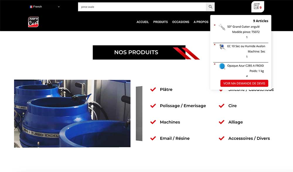 Création d'un catalogue en ligne avec demande de devis - capture 5