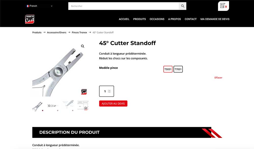 Création d'un catalogue en ligne avec demande de devis - capture 3