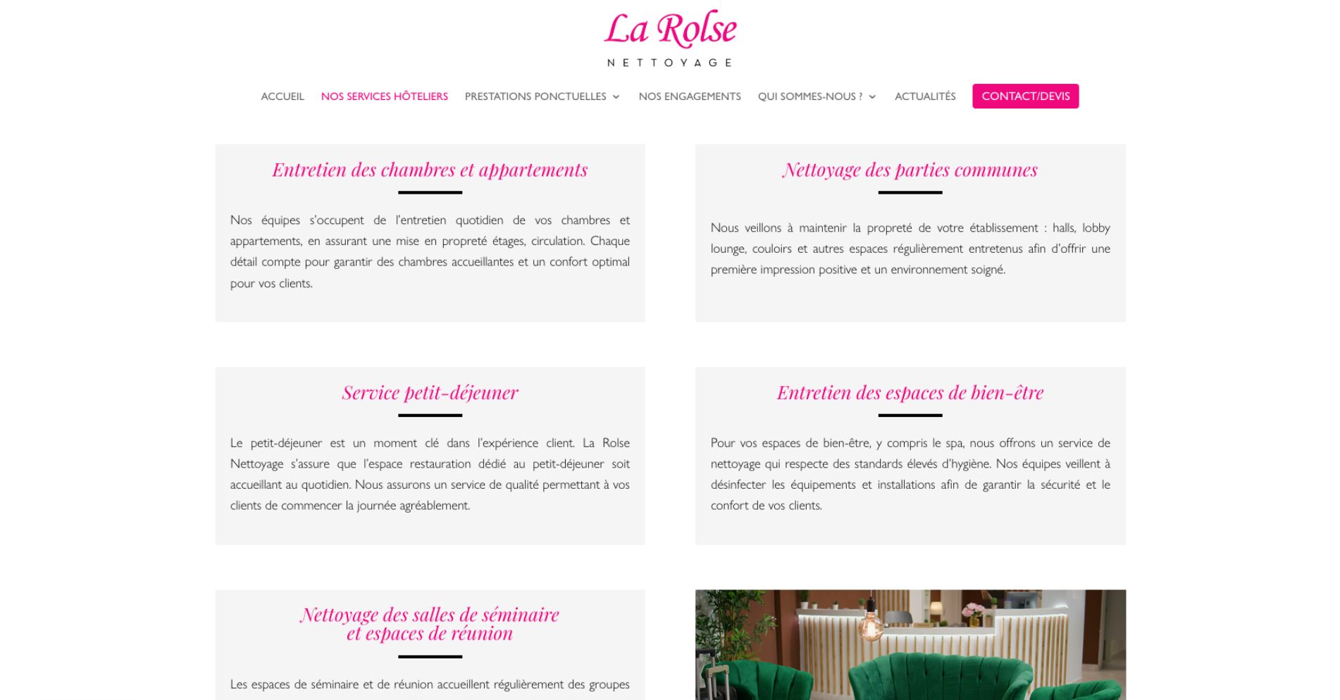 Création de site internet pour service de nettoyage hôtelier