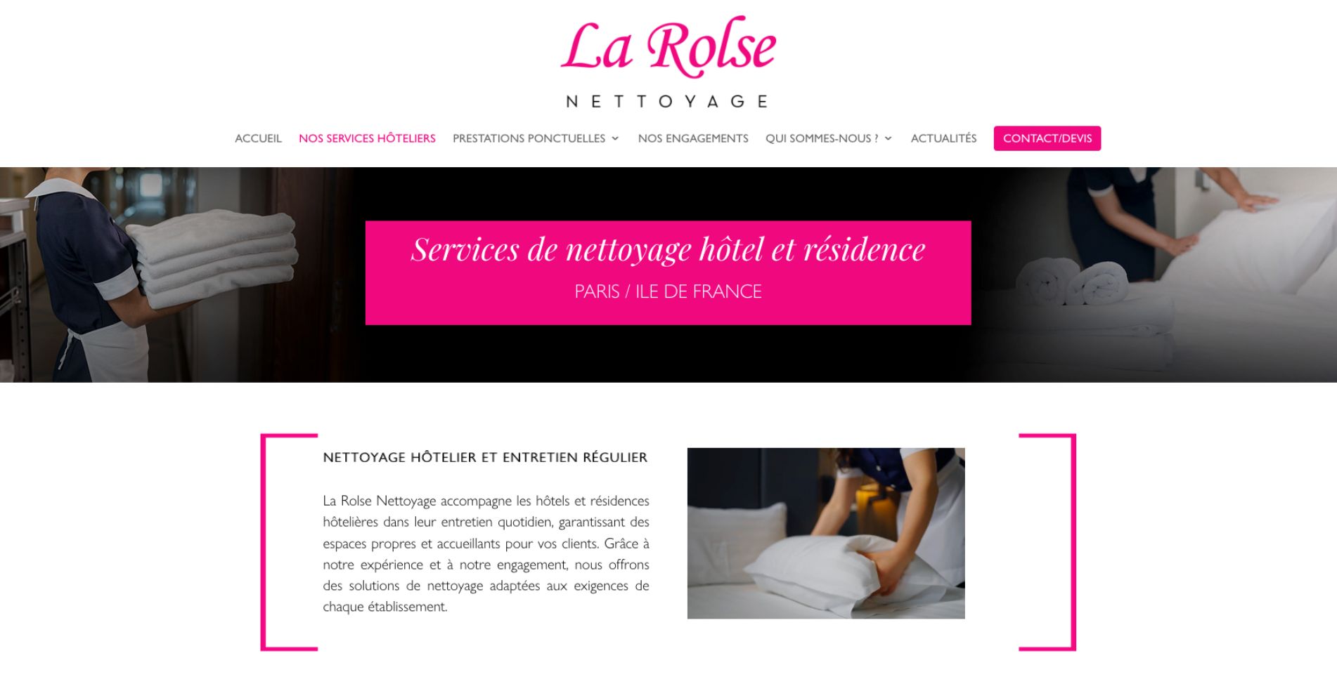 Création du site internet pour entreprise de nettoyage hôtelier 75