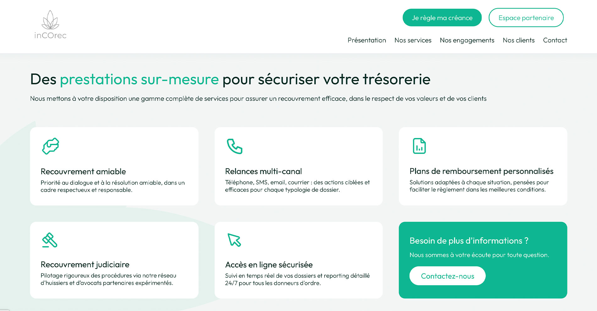 Création site internet pour un cabinet de recouvrement à Paris