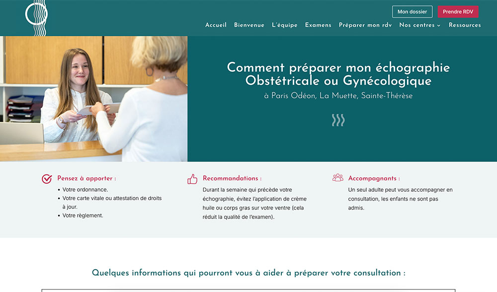 Création site internet pour un centre d'échographie à Paris